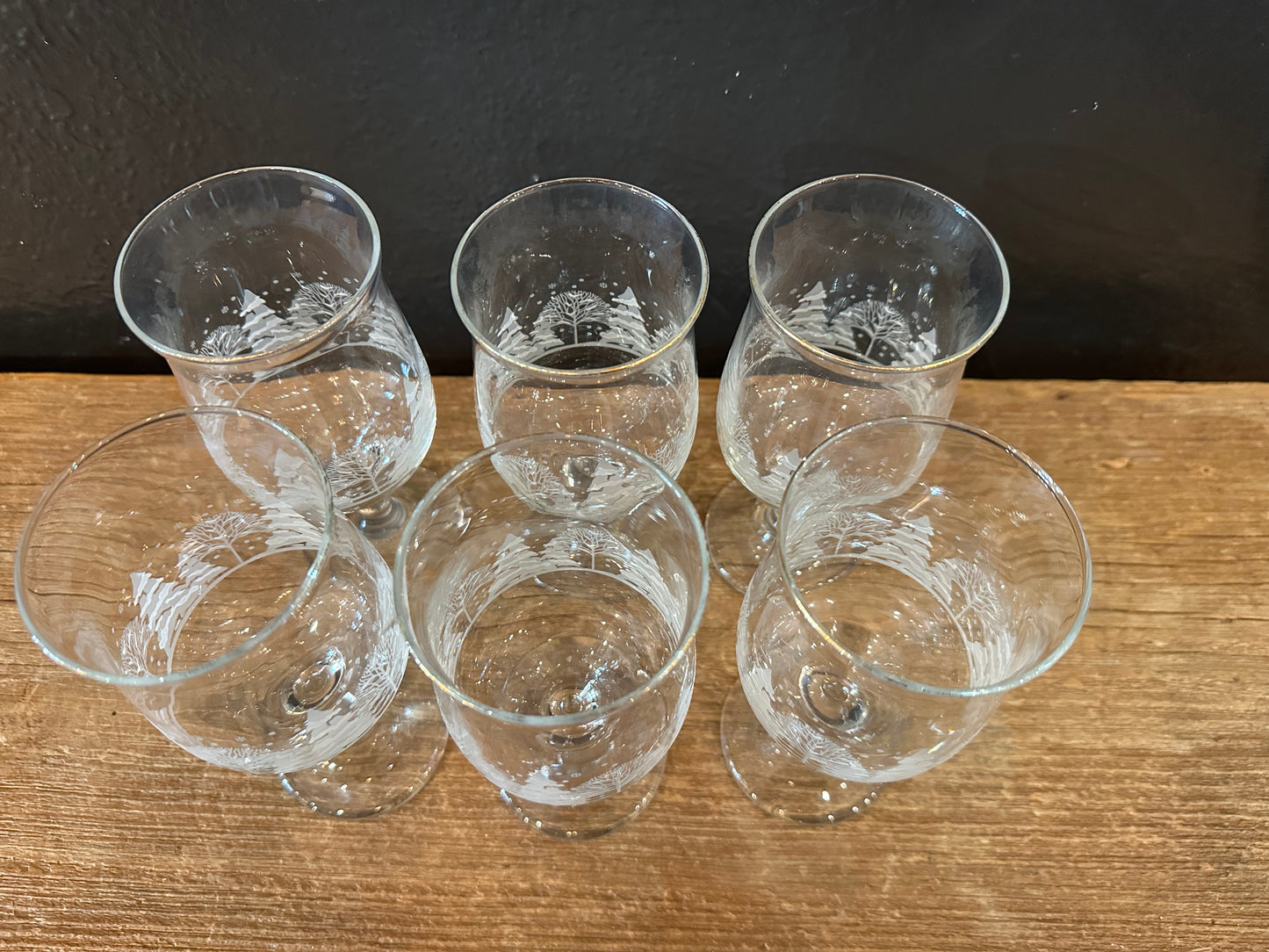 Vintage Winter Wonderland Stemmed Wine Glasses | Set Of 6