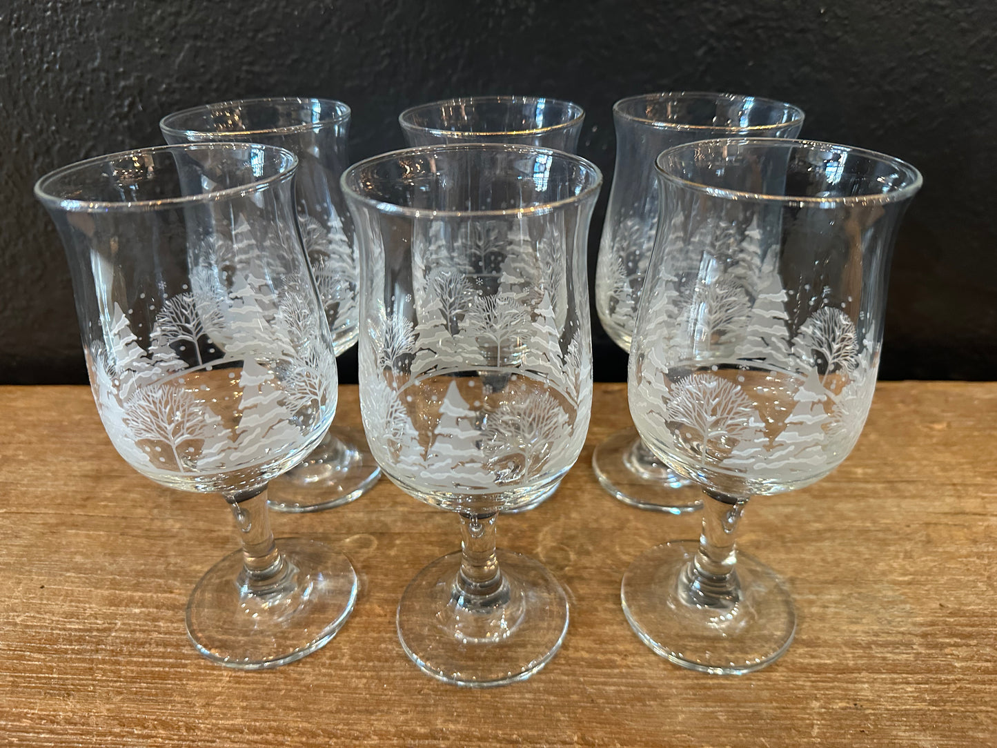 Vintage Winter Wonderland Stemmed Wine Glasses | Set Of 6