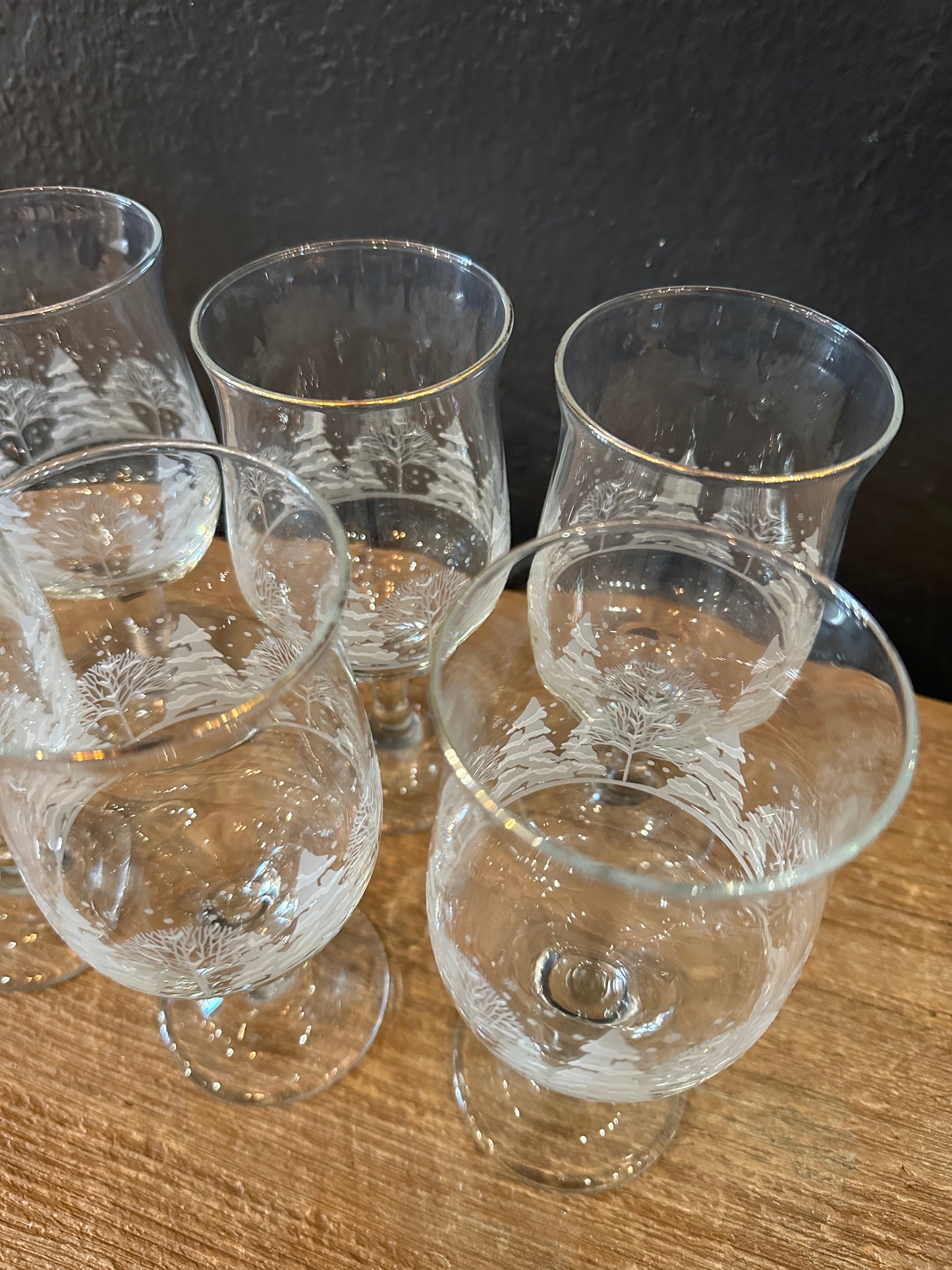 Vintage Winter Wonderland Stemmed Wine Glasses | Set Of 6