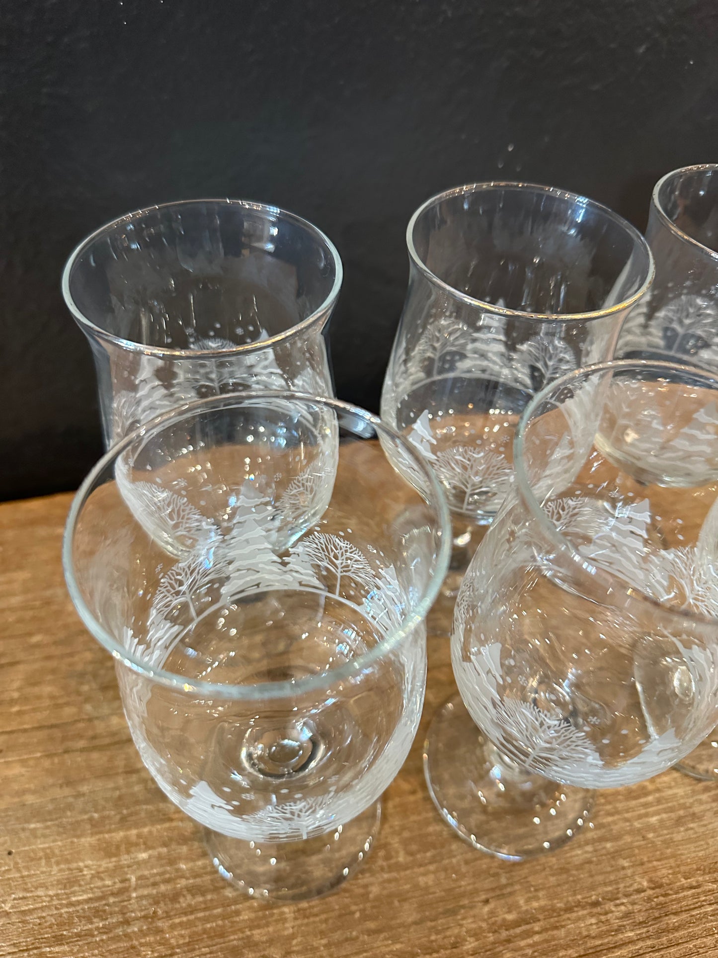 Vintage Winter Wonderland Stemmed Wine Glasses | Set Of 6