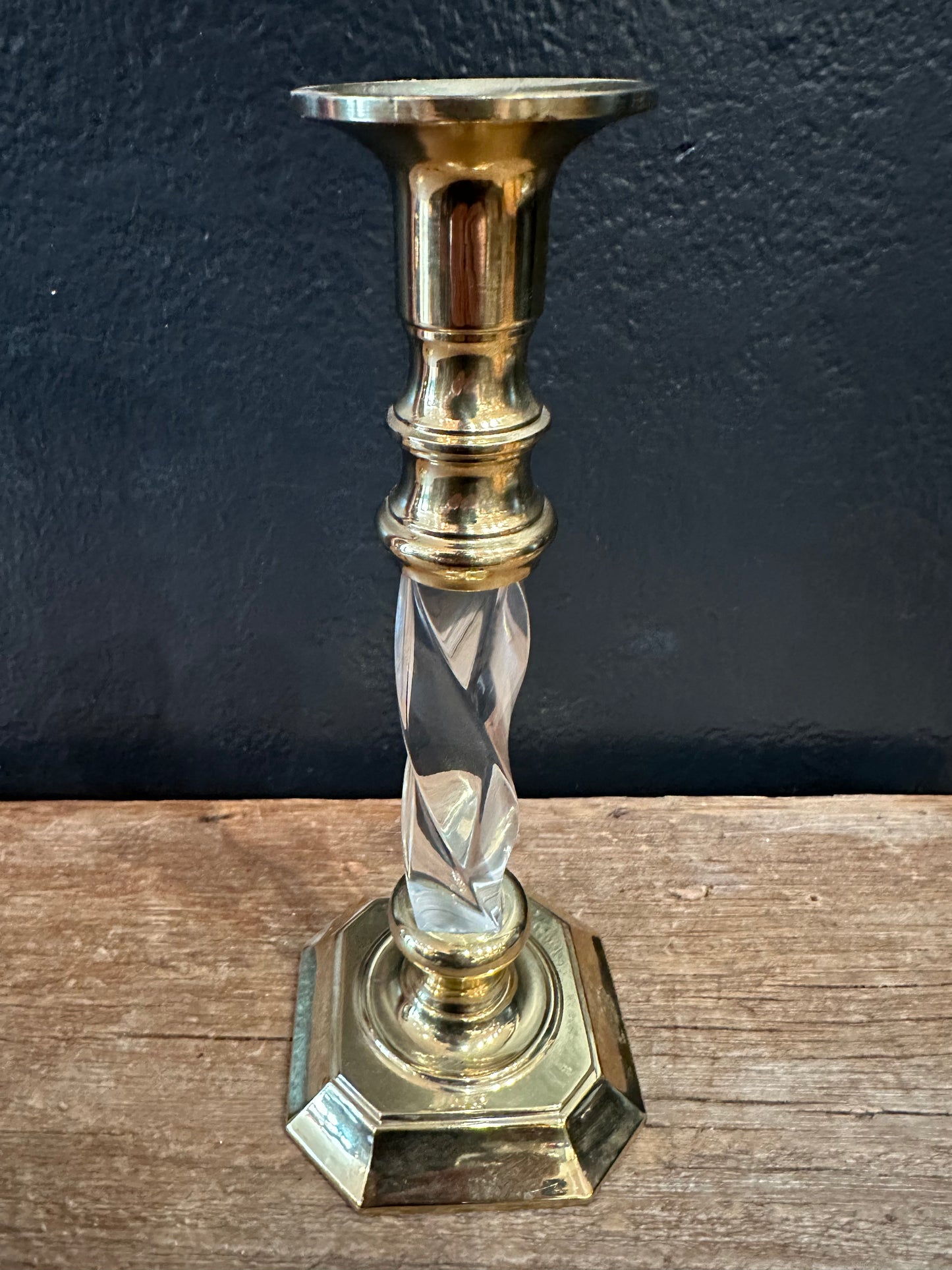 Vintage Brass & Lucite Candlesticks