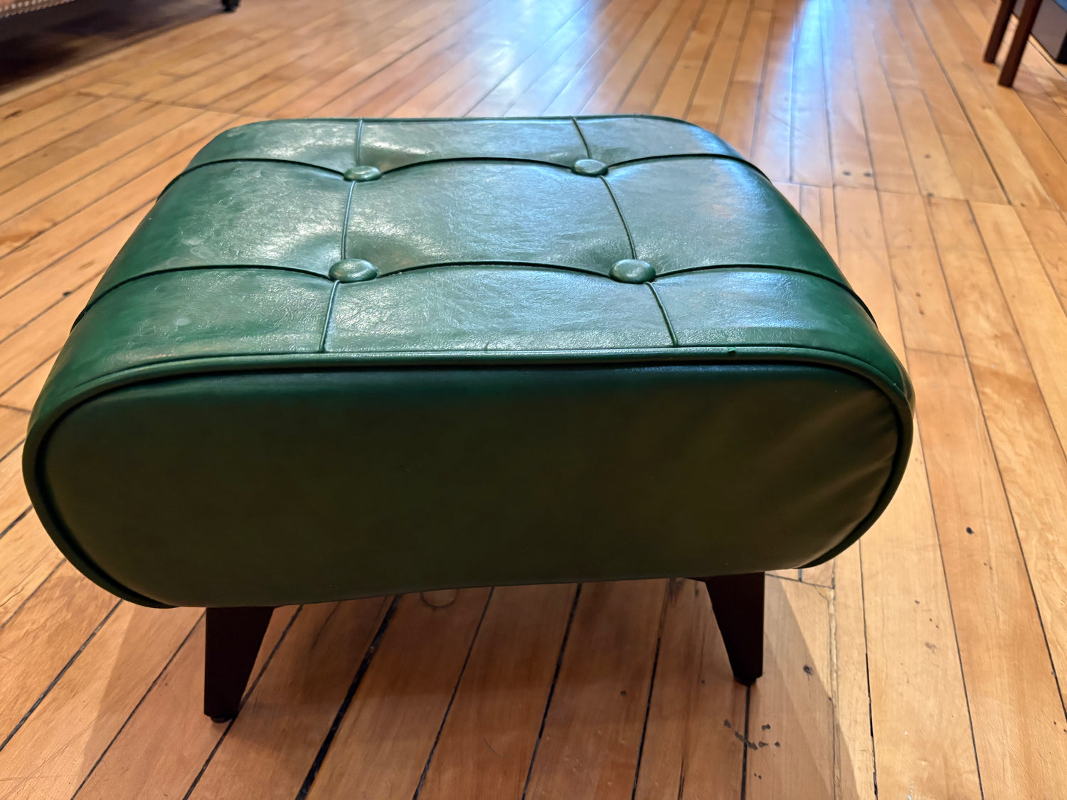 Vintage Green Button Tufted Footstool