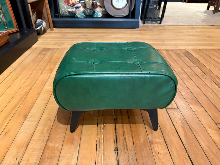 Vintage Green Button Tufted Footstool