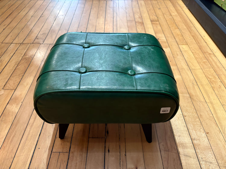 Vintage Green Button Tufted Footstool