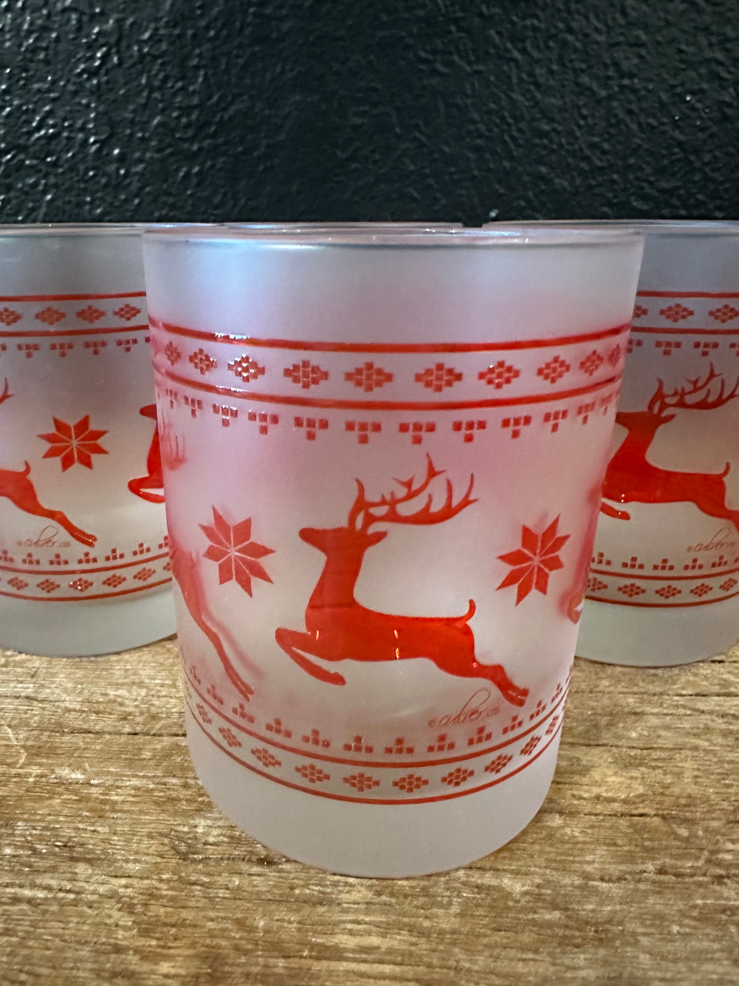 Vintage Culver Frosted Christmas Sweater Glasses | Set Of Four