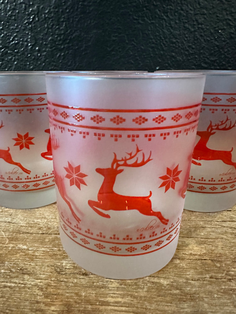 Vintage Culver Frosted Christmas Sweater Glasses | Set Of Four