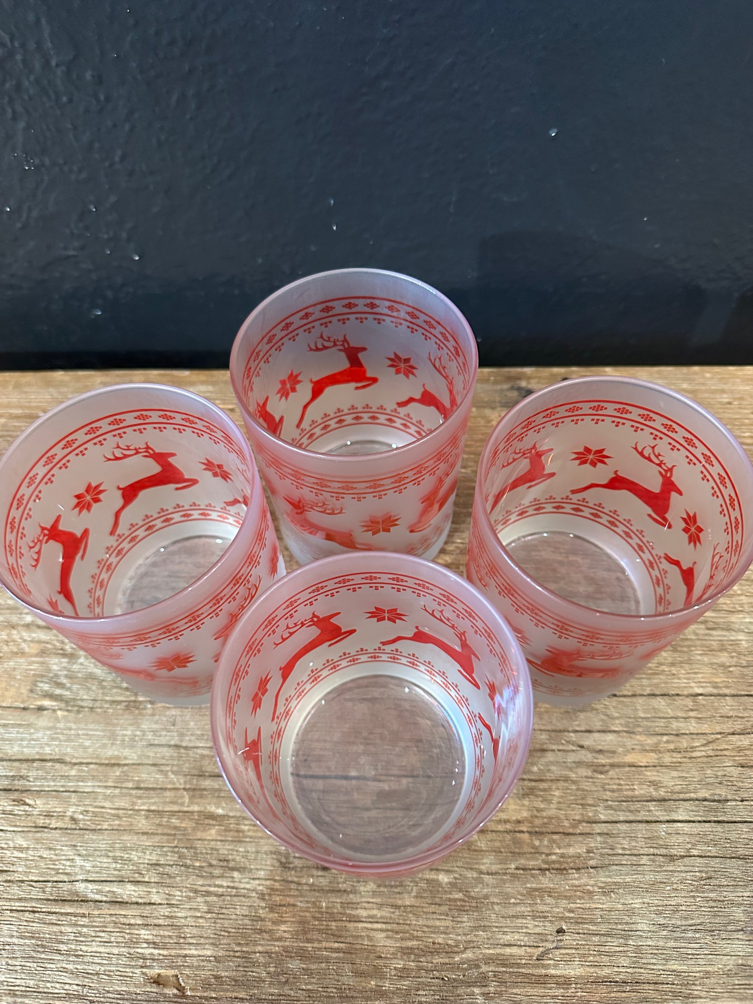 Vintage Culver Frosted Christmas Sweater Glasses | Set Of Four