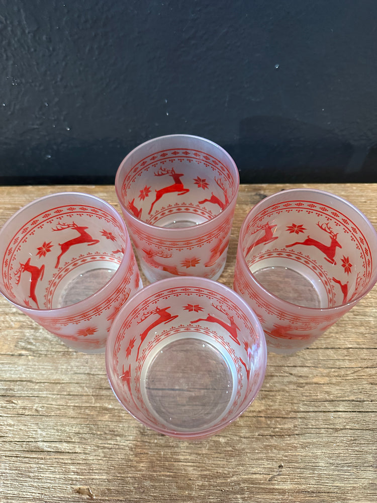 Vintage Culver Frosted Christmas Sweater Glasses | Set Of Four