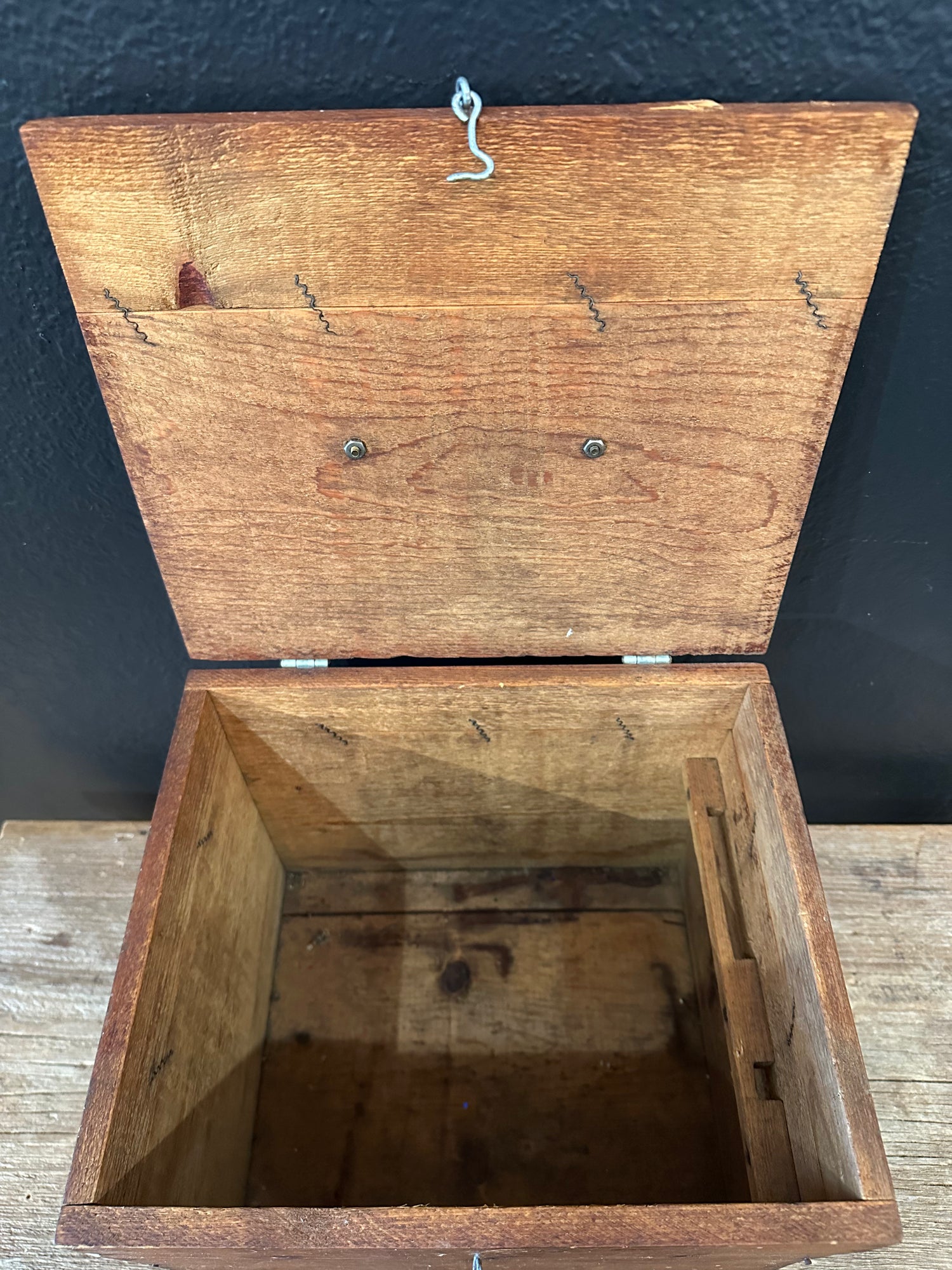 Primitive Handmade Wood Box With Handle