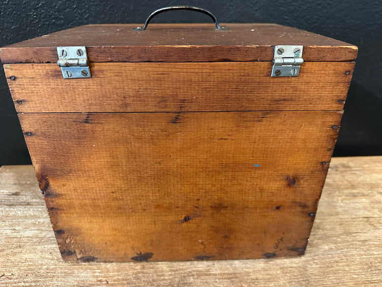 Primitive Handmade Wood Box With Handle