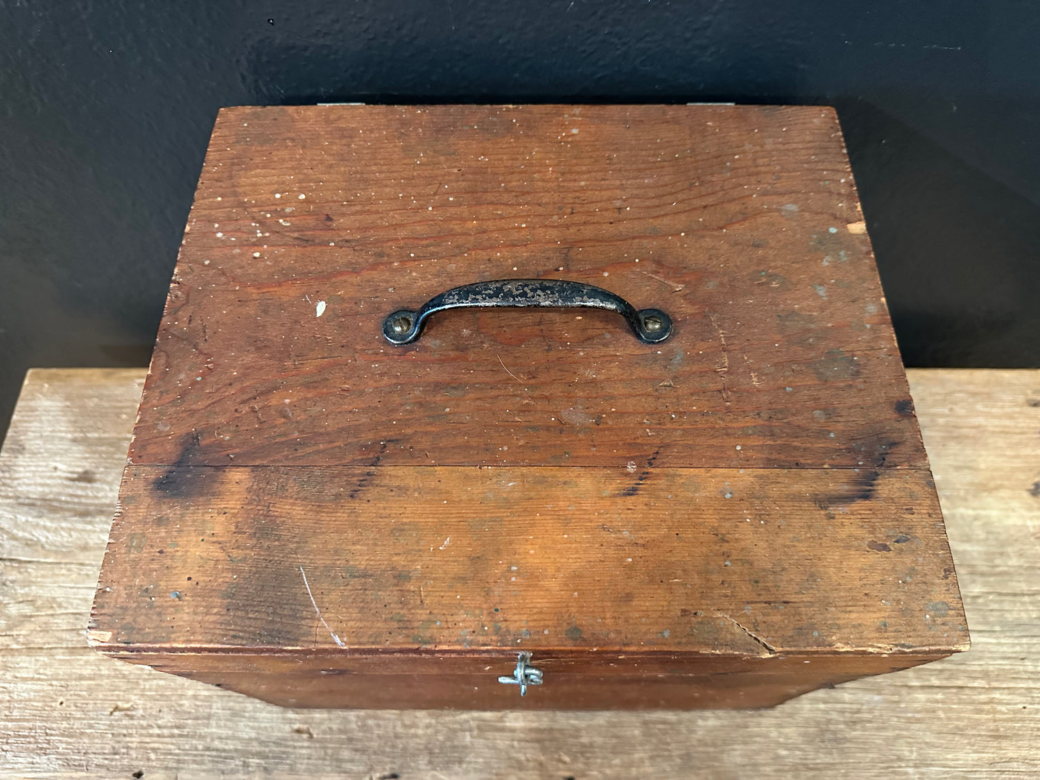 Primitive Handmade Wood Box With Handle