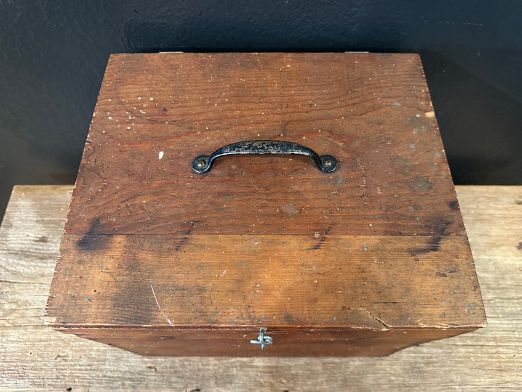 Primitive Handmade Wood Box With Handle