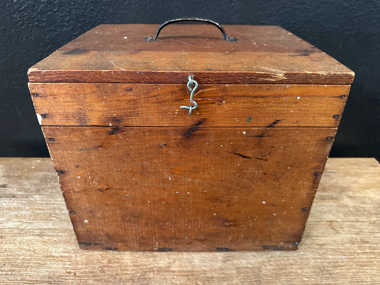 Primitive Handmade Wood Box With Handle