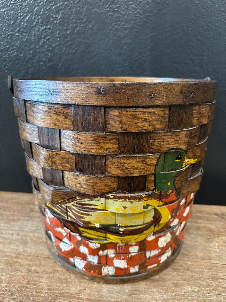 Vintage Hand Painted Duck Basket