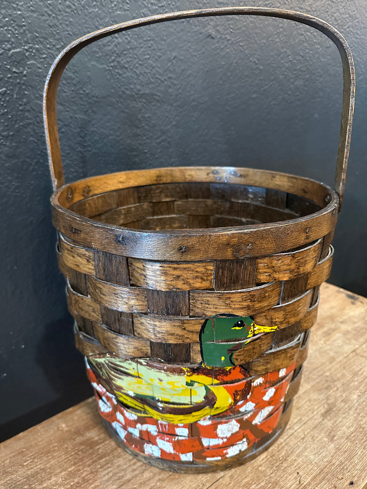 Vintage Hand Painted Duck Basket