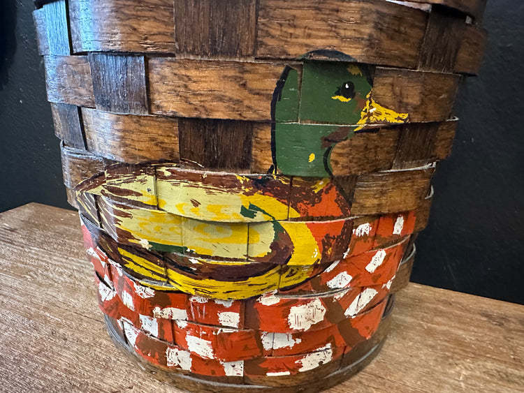 Vintage Hand Painted Duck Basket