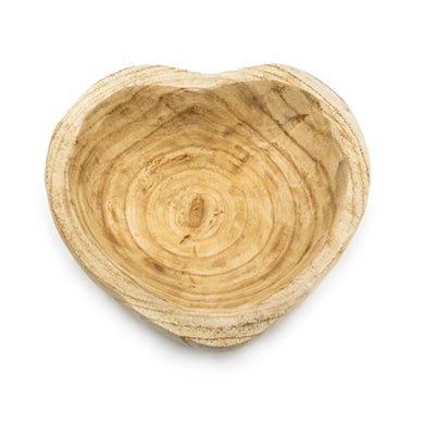 Handcarved Heart Shape Wood Bowl