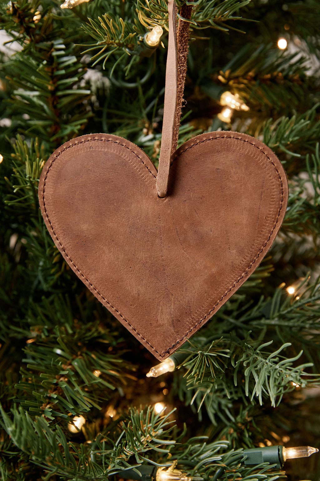 Leather Heart Christmas Ornament