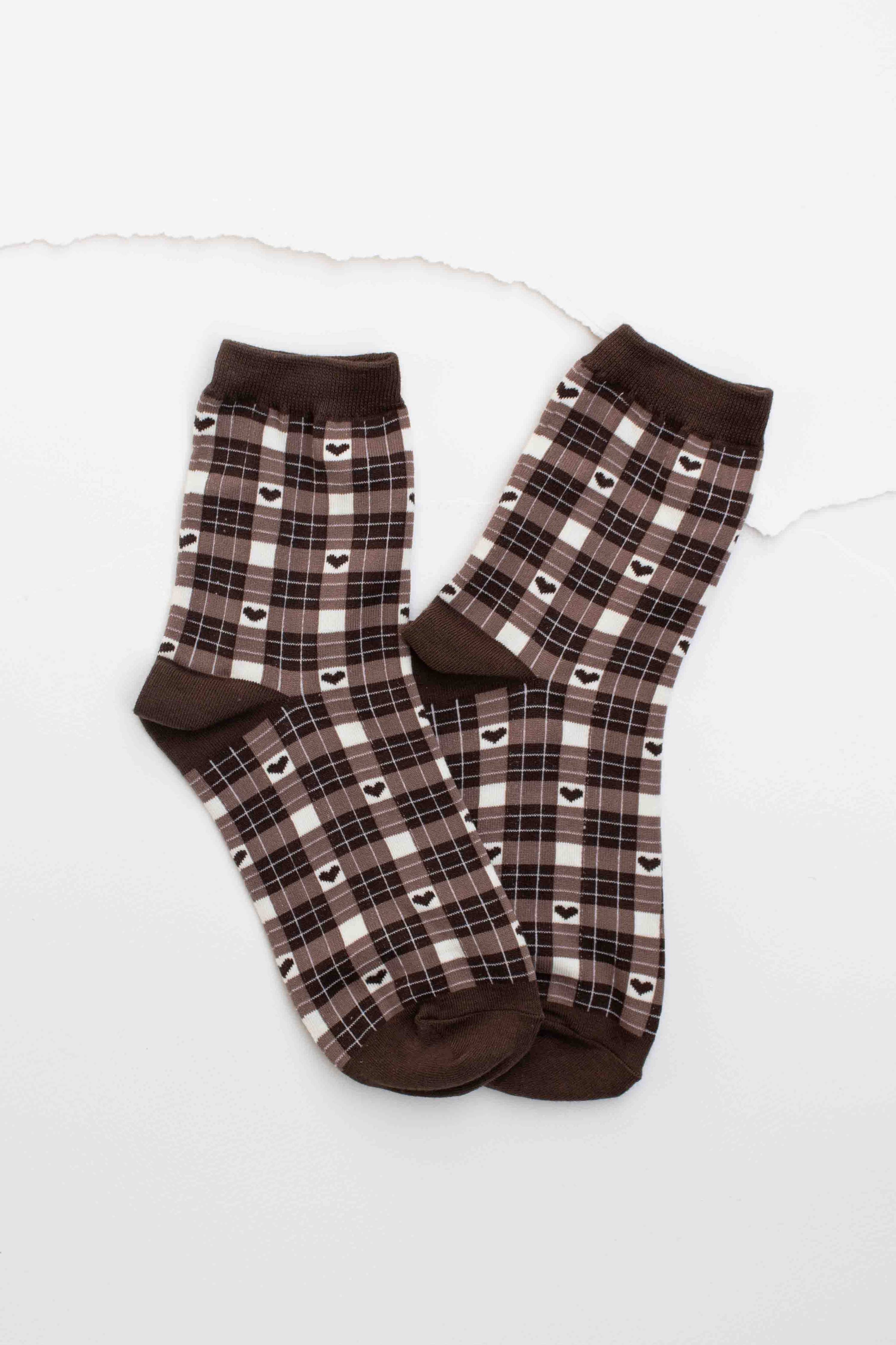 Plaid Heart Socks