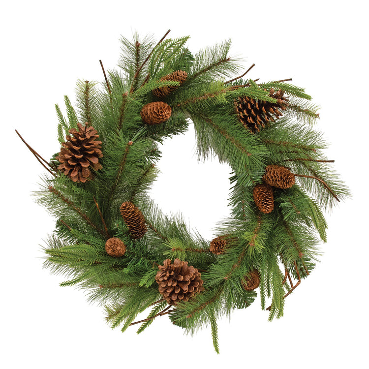 Mixed Northern Pine & Pine Cone Wreath - 24"
