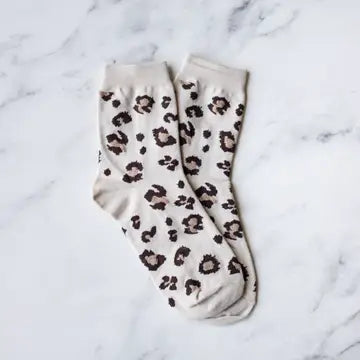 Cheetah Print Crew Socks