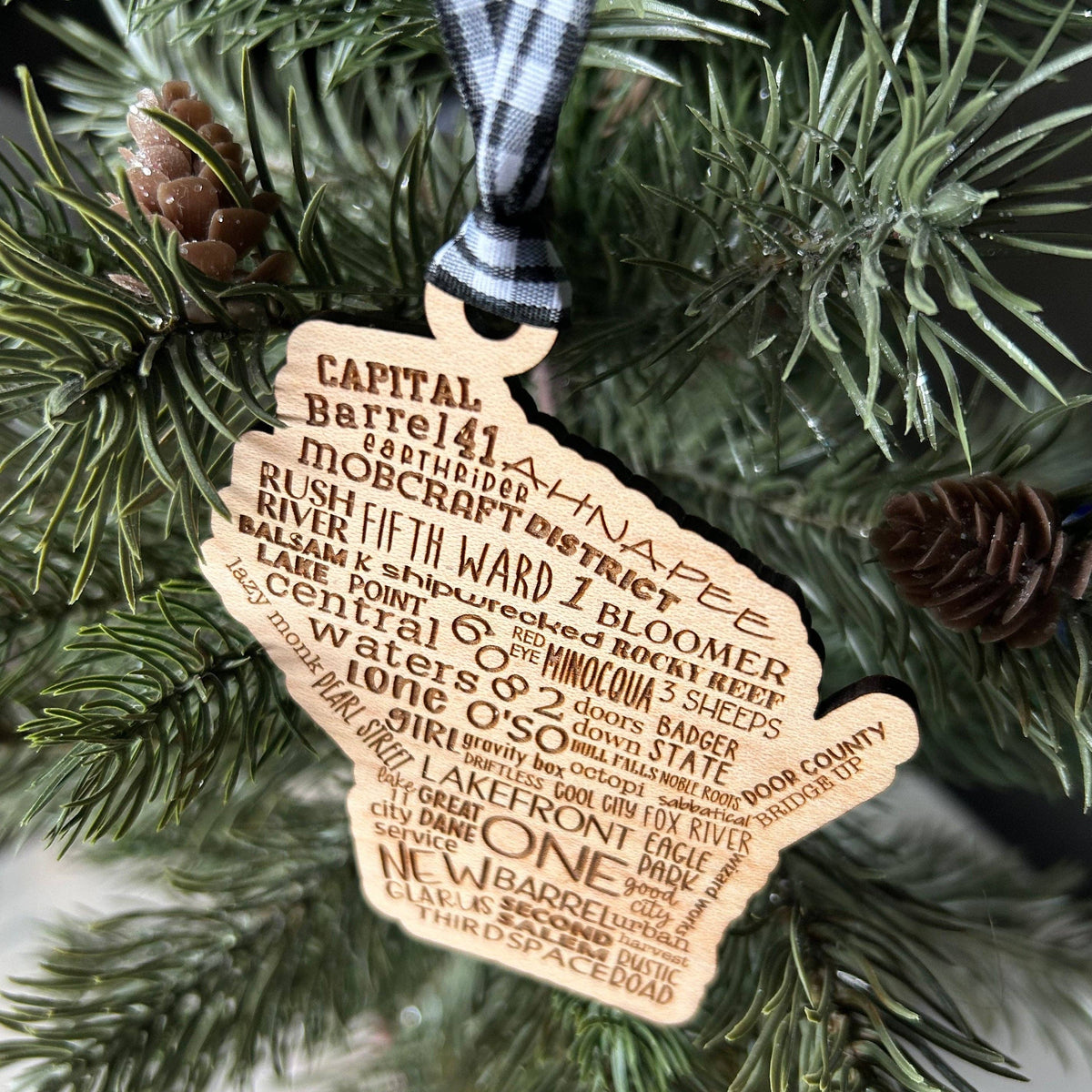 Wisconsin Breweries Wood Ornament