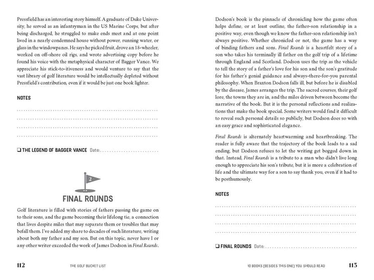 Golf Bucket List Book