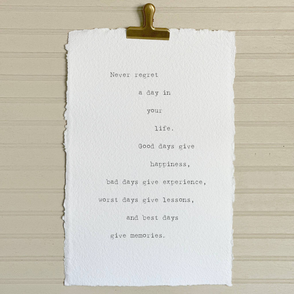 Never Regret Handmade Paper Print