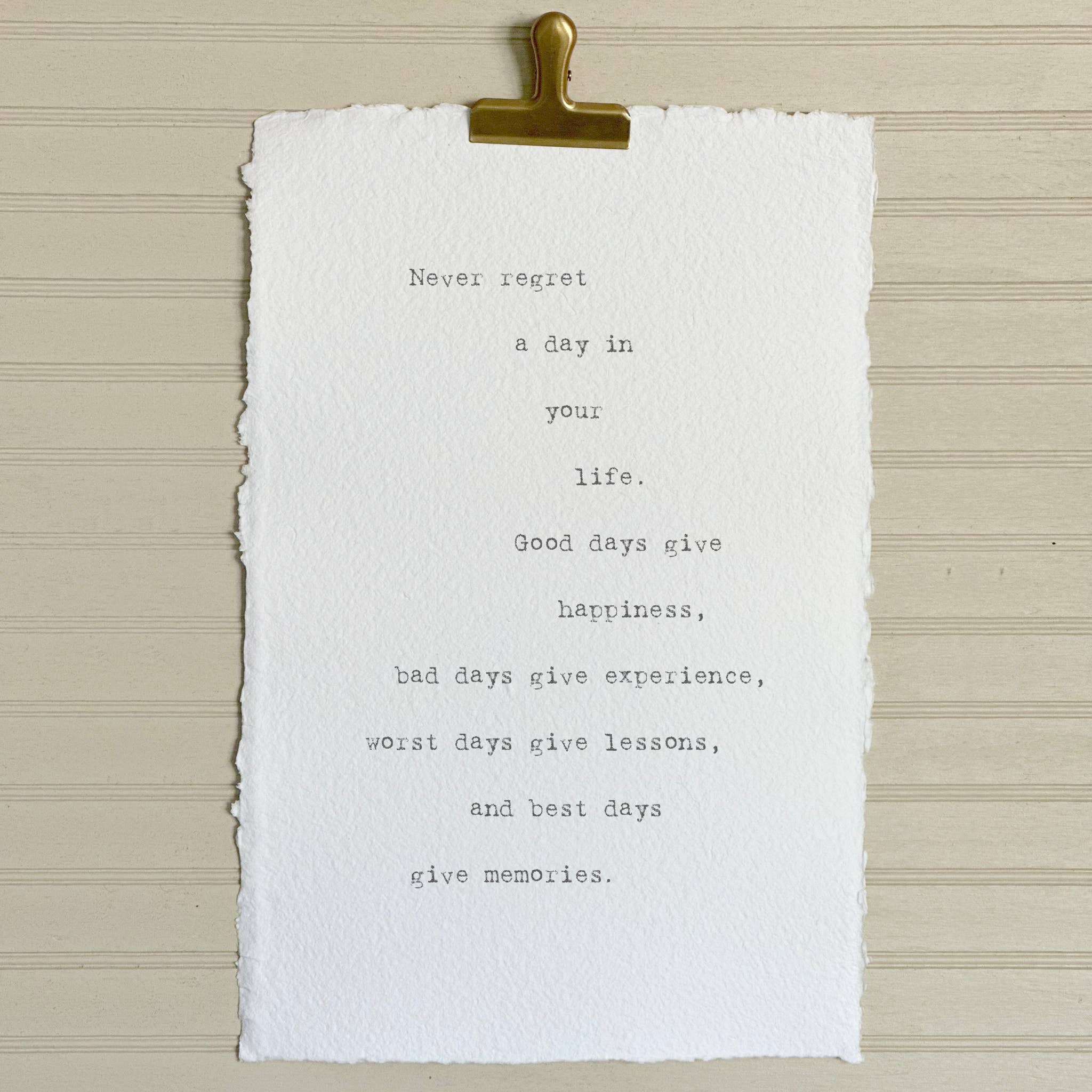 Never Regret Handmade Paper Print