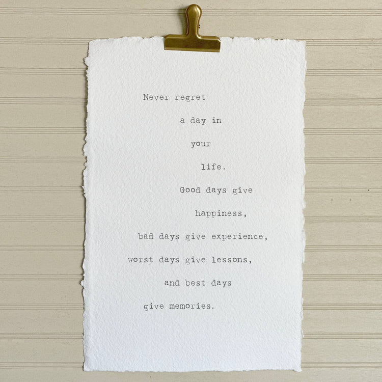 Never Regret Handmade Paper Print
