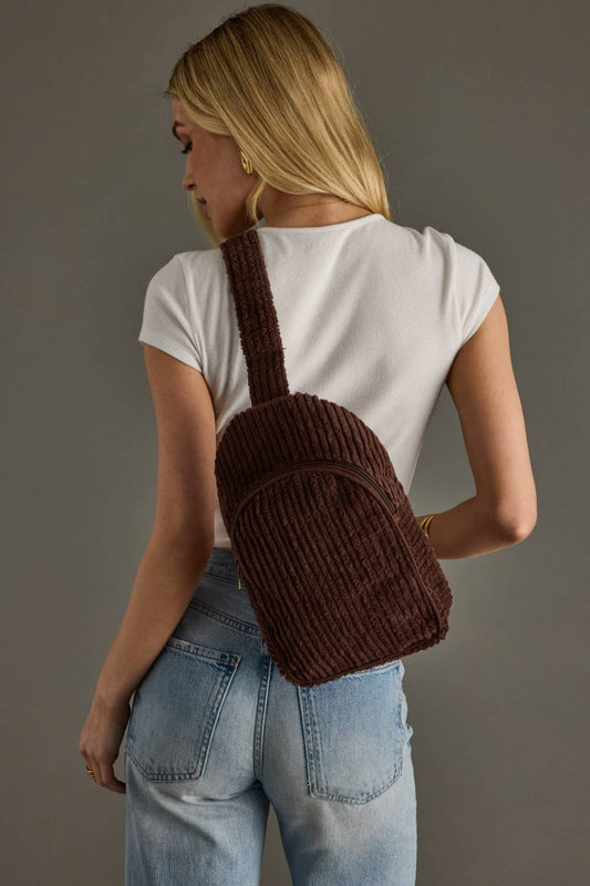Brown Corduroy Sling Bag