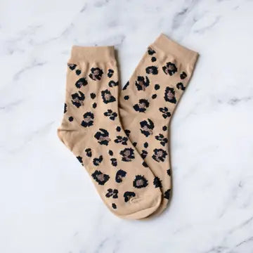 Cheetah Print Crew Socks