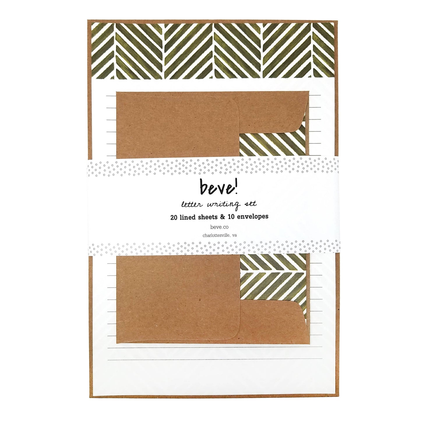 Green Herringbone Stationery Set