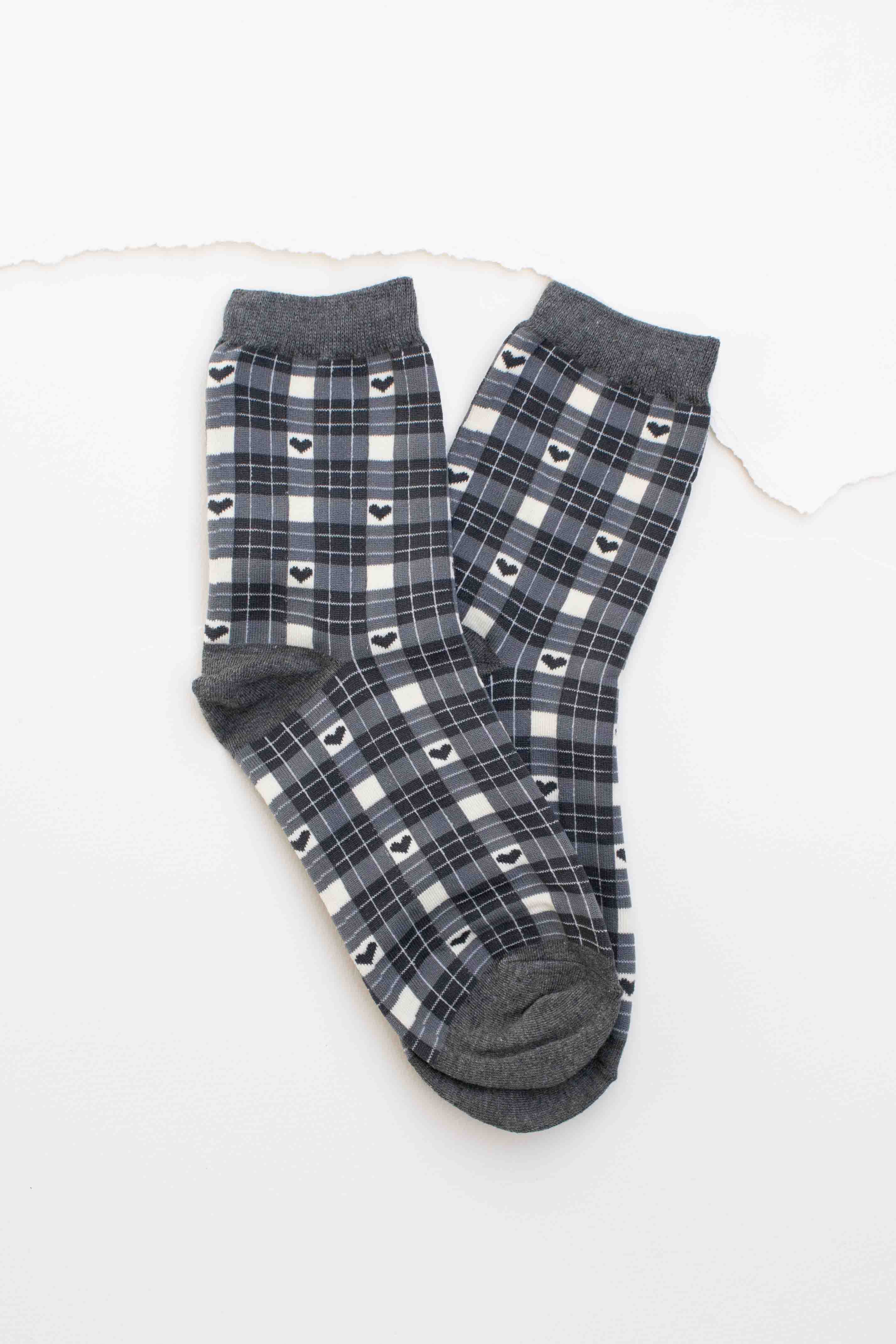 Plaid Heart Socks