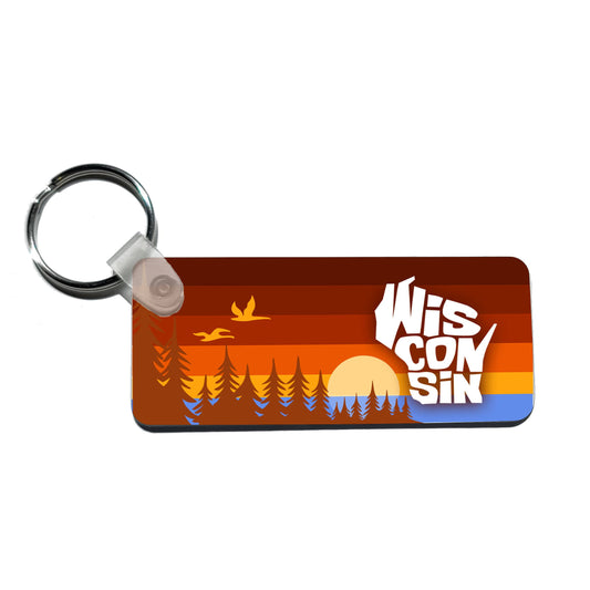 Wisconsin Lake and Woods Ombre Keychain