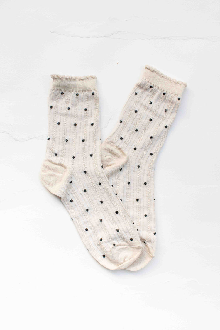 Polka Dot Ribbed Crew Socks