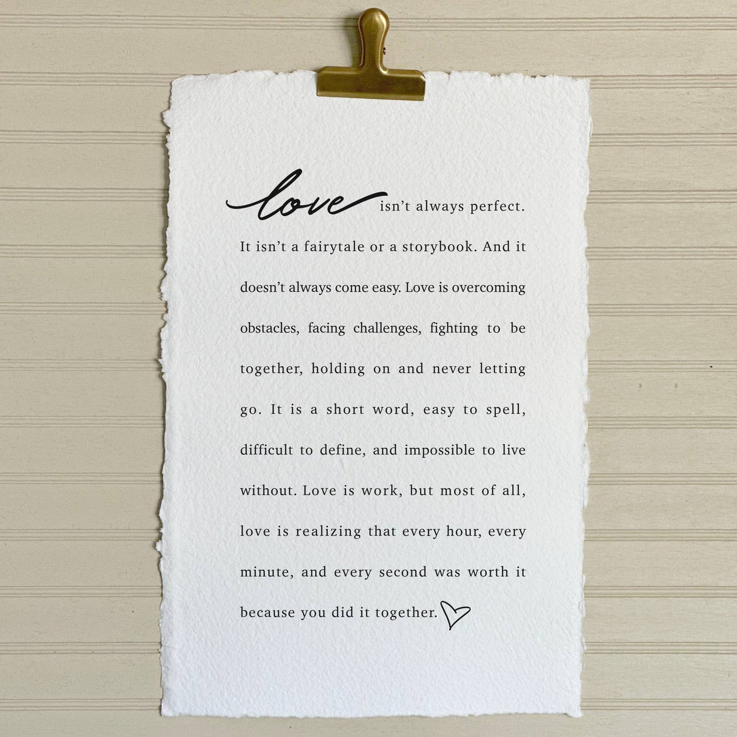 Love Isn't Perfect Paper Print