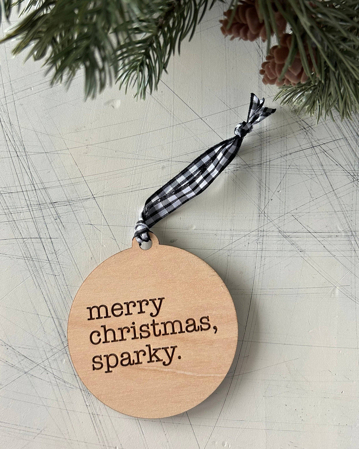 Merry Christmas, Sparky Wood Ornament