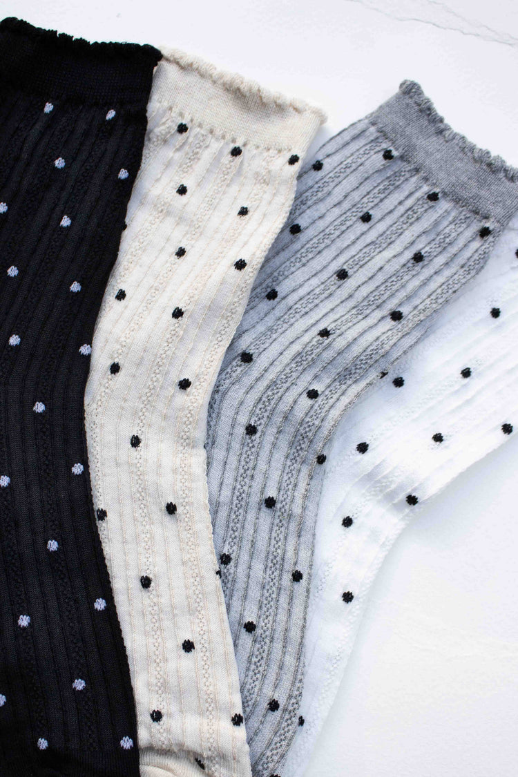 Polka Dot Ribbed Crew Socks