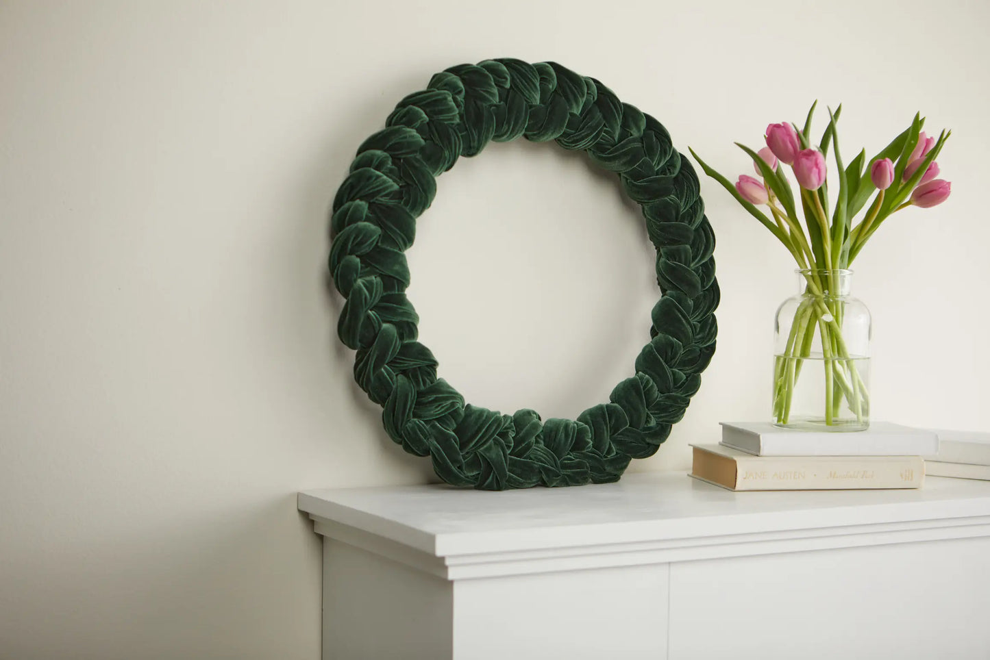 Handmade Woven Velvet Emerald Green Wreath