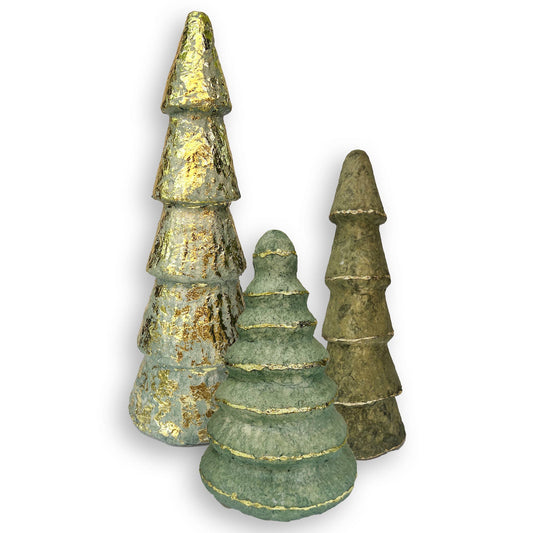 Green Paper Mache Trees