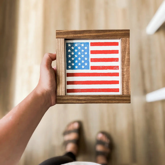 Square American Flag | Handcrafted Wood Sign