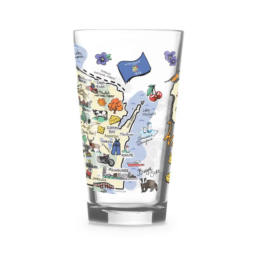Wisconsin 16 Oz Glass
