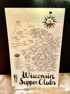 Handcrafted Wisconsin Supper Club Map
