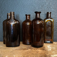 Load image into Gallery viewer, Vintage Brown Bottles