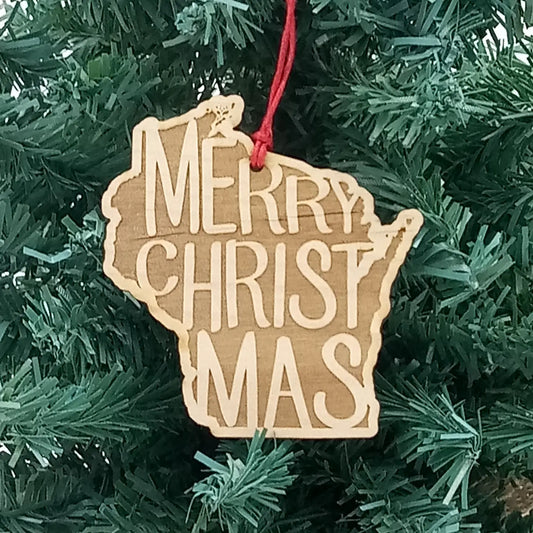 Merry Christmas Wisconsin Ornament