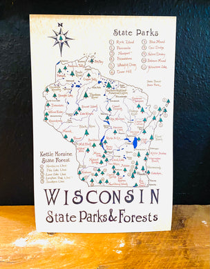 Handcrafted Wisconsin State Parks & Forests Map