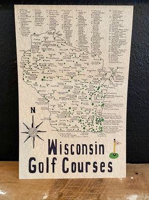 Handcrafted Wisconsin Golf Course Map