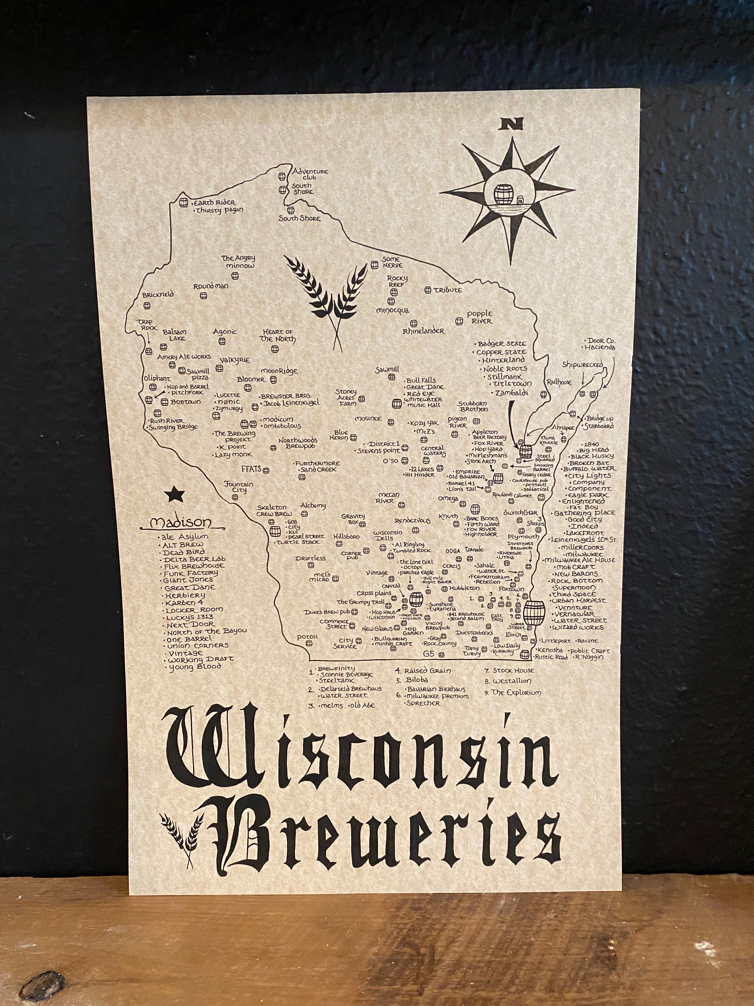 Wisconsin Breweries Map